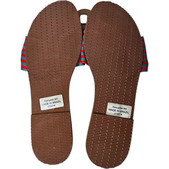 Havaianas You Saint Tropez Sandals Red Teal Stripe Size 11/12W - Picture 8 of 9